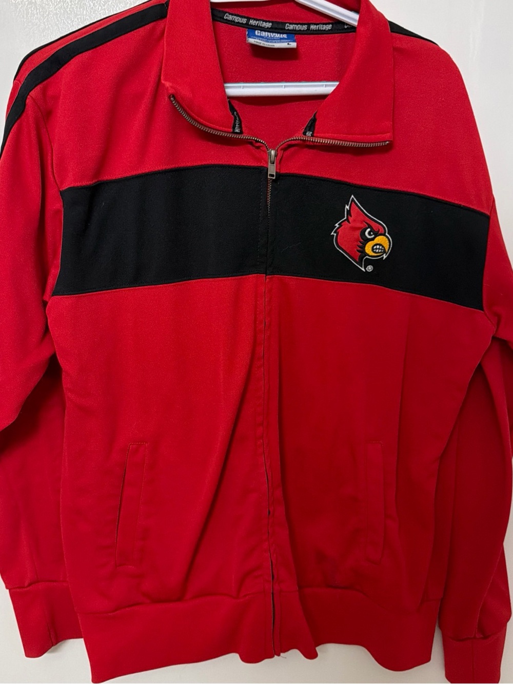 Campus Heritage Red and Black Zip-Front Shirt Jacket with Cardinal Patch